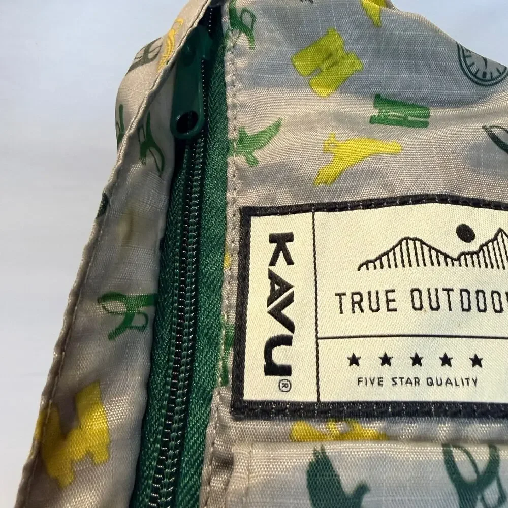 KAVU Rope Sling Crossbody Backpack Gray Bird Compass Outdoors Print